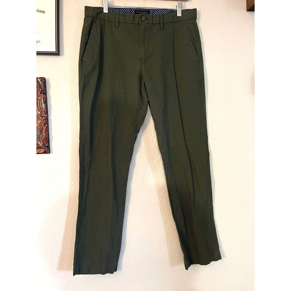 Banana Republic Aiden Chino Pants Mens Olive Green Textured Patterned Slim Fit